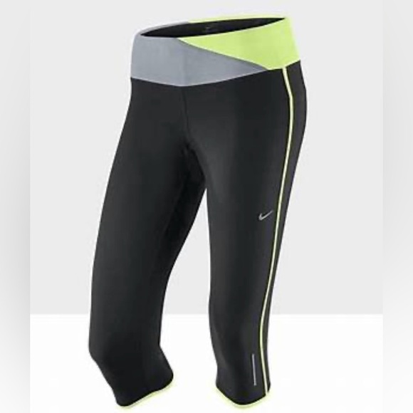 Nike Dri Fit Women’s Sz L Dk Gray Capri Athletic Running Leggings‎ - Picture 1 of 13